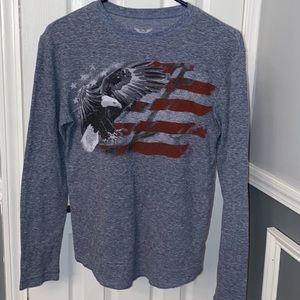 Faded Glory Eagle/Flag Long Sleeve Tee. SZ S/CH